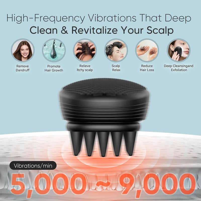 EKZ Sonic Vibrating Scalp Massager Shampoo Brush: Electric Silicone Hair Scrubber for Deep Scalp Clean, Dandruff Removal, Exfoliation, Stress Relief & Hair Growth –Suitable for Women, Men, Kids & Pets - Image 3
